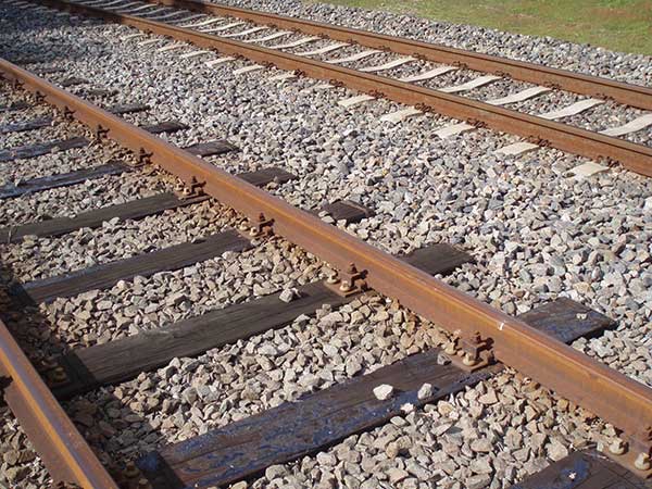 wood rail sleepers in railroad