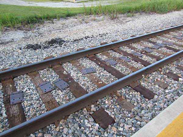 rail tie plates waiting for installation